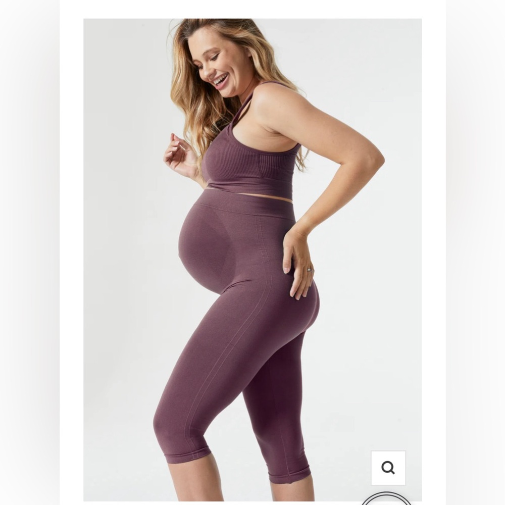 BLANQI Maternity Belly Support Crop Leggings Navy